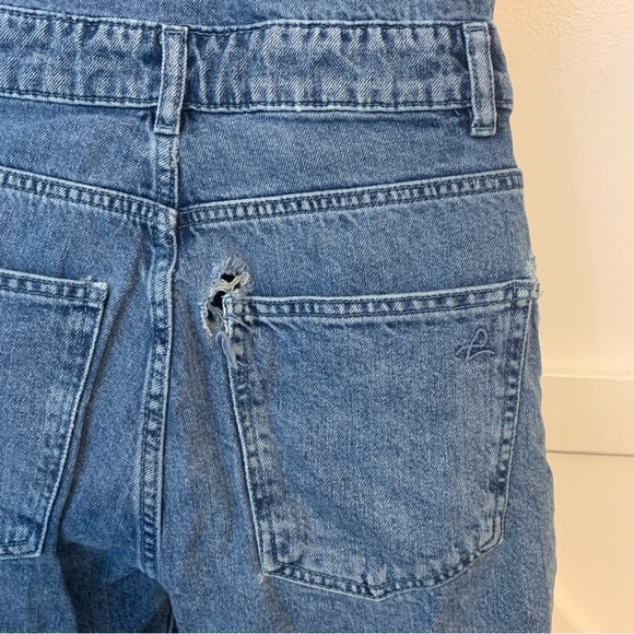 DL1961 Hannah Denim Straight Leg Button Front Short Sleeve Long Jumpsuit Sz XS - Picture 7 of 10